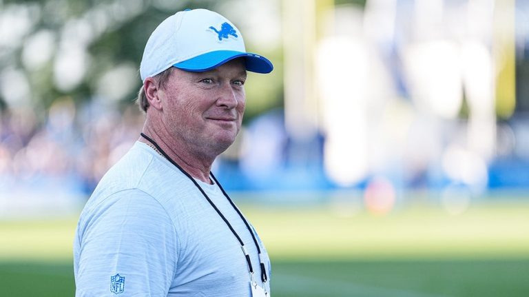 Jon Gruden expresses hope in NFL return as he visits Lions training camp