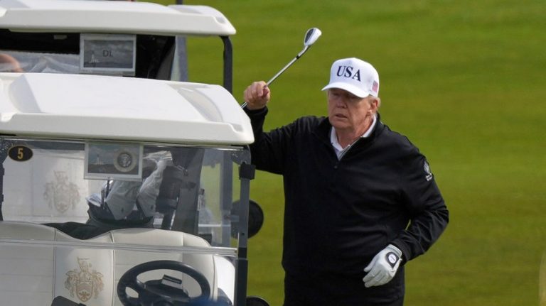 Trump shows off golf skills at Turnberry resort during Scotland visit, cites Gary Player's prior praise