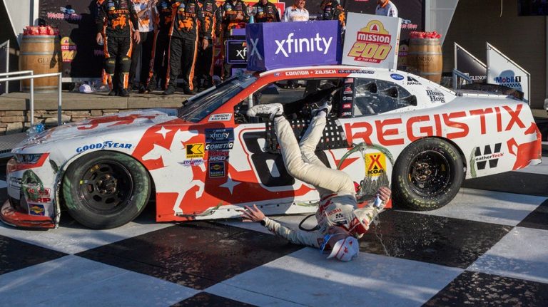 NASCAR driver Connor Zilisch breaks collarbone after hard fall in Victory Lane