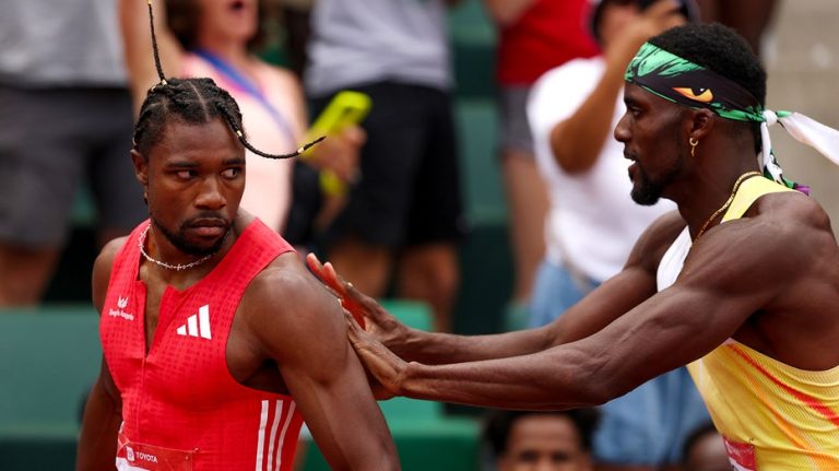 Noah Lyles shoved by rival Kenny Bednarek after 200M victory, sparks heated confrontation
