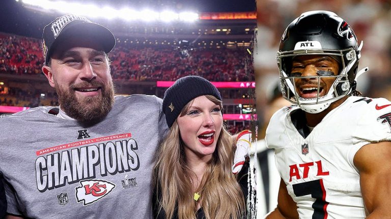 NFL star Bijan Robinson praises Travis Kelce, Taylor Swift as engagement makes waves: 'Huge for them'