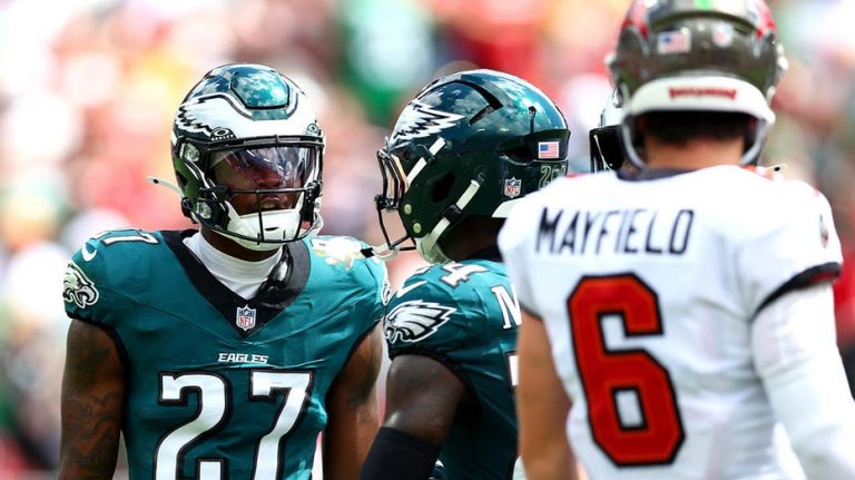 Eagles' Quinyon Mitchell, Bucs' Tristan Wirfs lock horns in heated skirmish during matchup