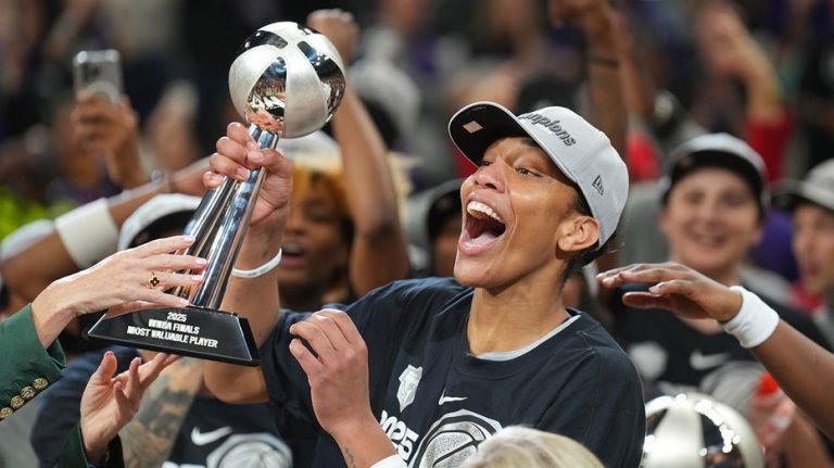 WNBA's A'ja Wilson shares heartfelt message for NBA star Bam Adebayo at Aces title celebration