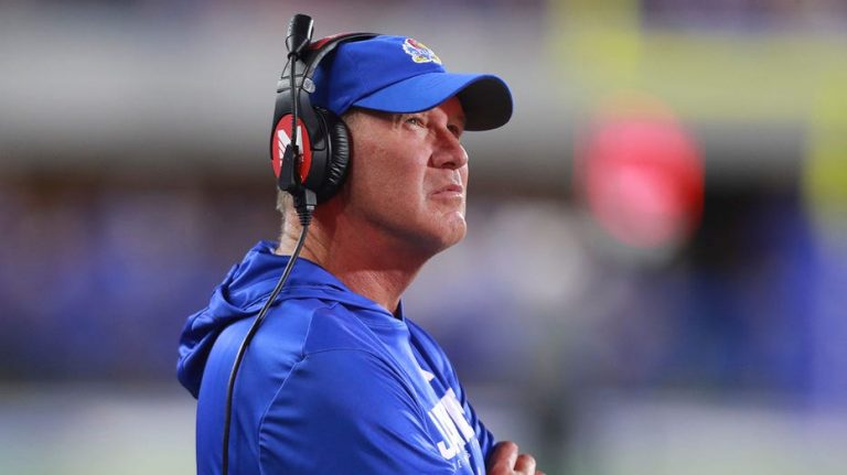 Kansas fined $25,000 for coach's 'inaccurate statement' about pocket knife hitting staffer in Texas Tech game