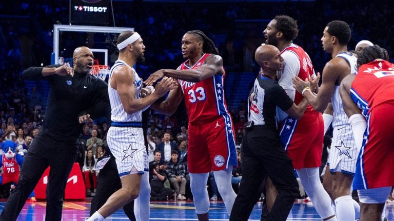 Magic, 76ers players get into shoving contest during NBA Cup game