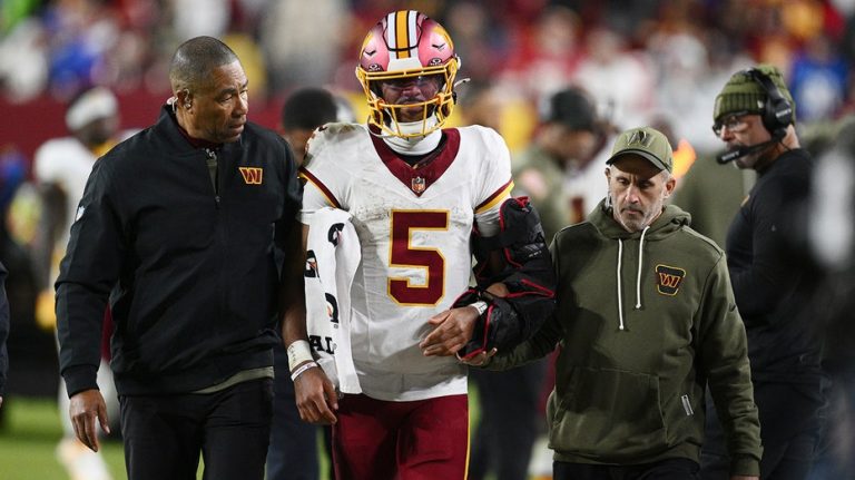 Commanders face backlash for keeping Jayden Daniels in blowout amid horrific injury