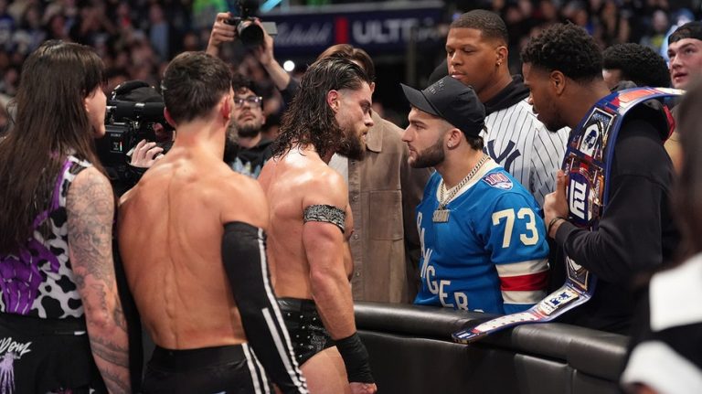Giants rookie Cam Skattebo starts brawl after shoving WWE stars at 'Monday Night Raw'