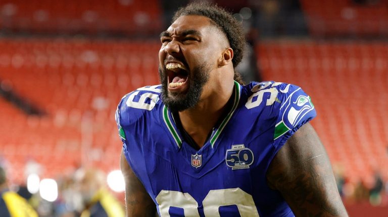 Seahawks star goes viral for tongue wag during blowout win vs Commanders: 'That’s gonna be a meme somewhere'