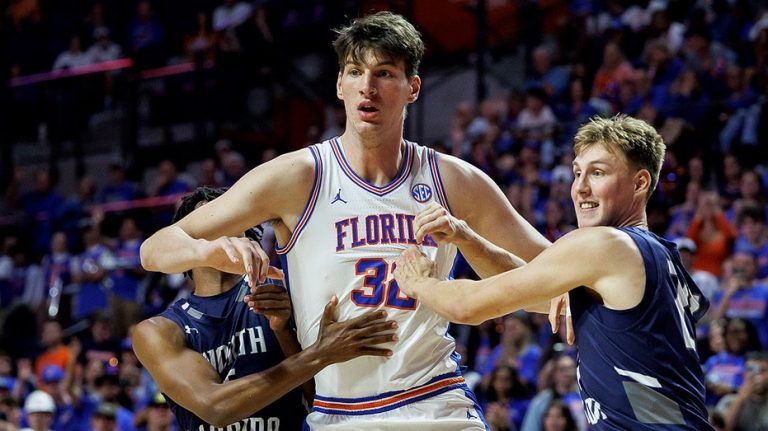 World's tallest teen Olivier Rioux makes college basketball history in Florida win